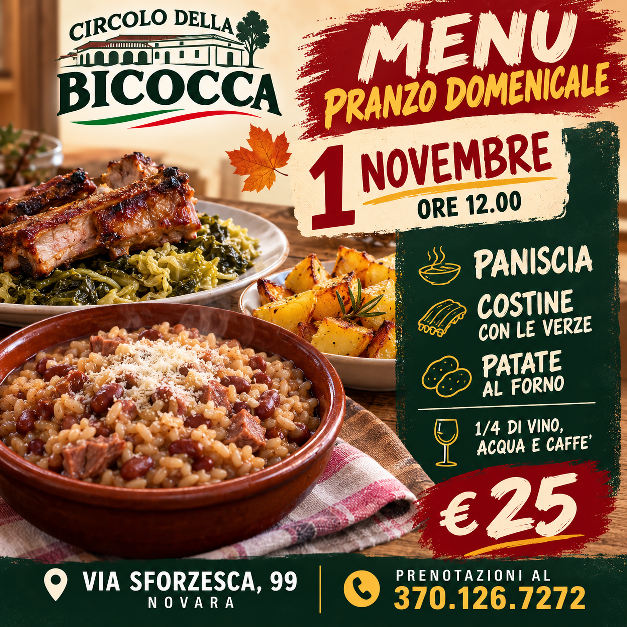 Locandina Menu Pranzo Domenicale
