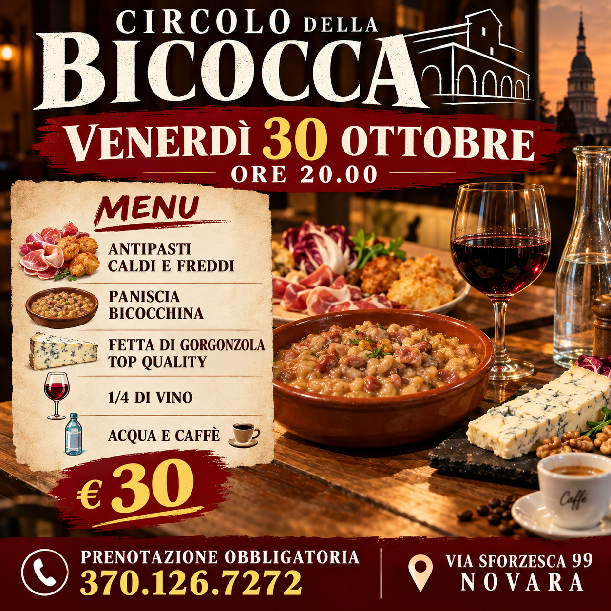 Locandina Cena al Circolo della Bicocca